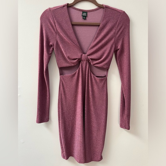 wild fable Shimmery Cut Out Long Sleeve Dress - Picture 2 of 5